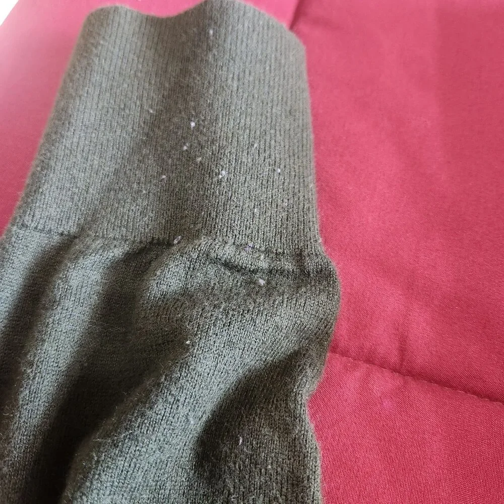 Banana Republic Mens Merino Blend Pullover Sweater Sage Green Snap Collar M Knit - Picture 10 of 10